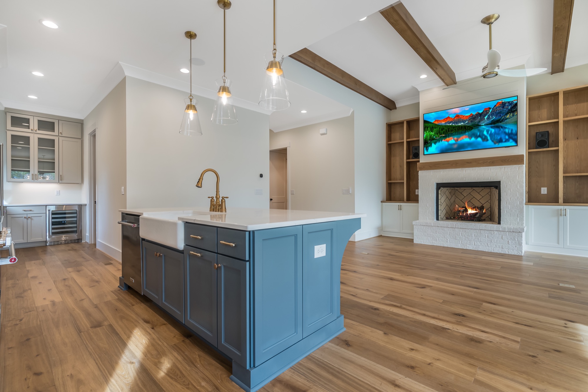 Blue Smoke painted kitchen island