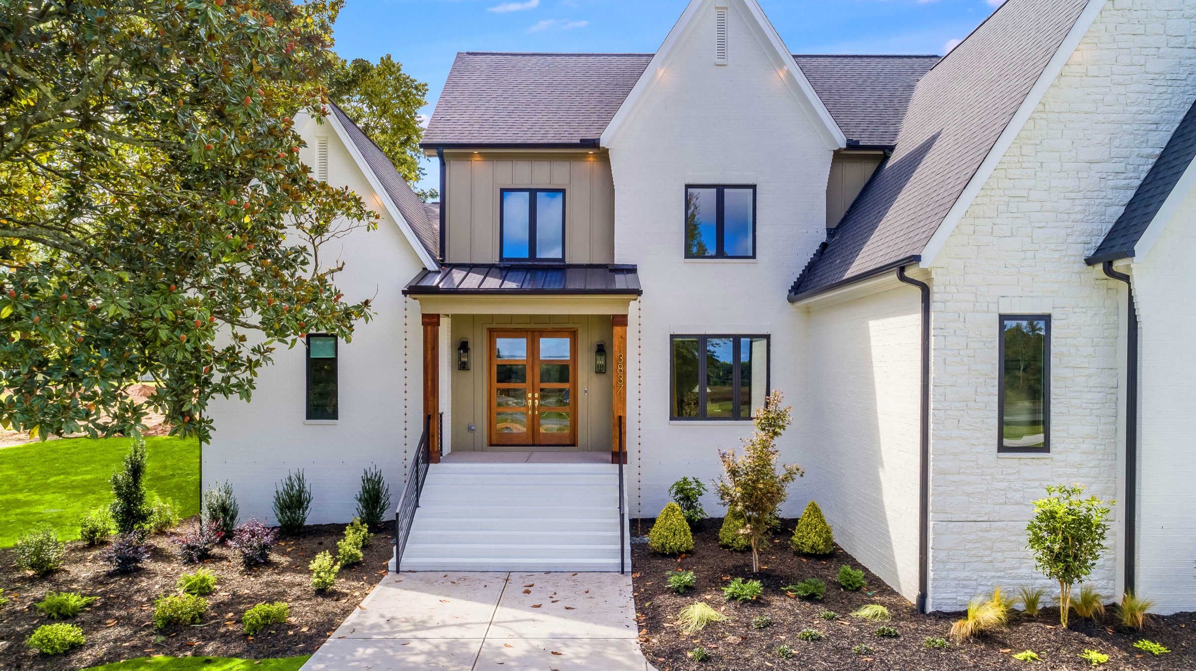Gemstone custom home entry in the Research Triangle