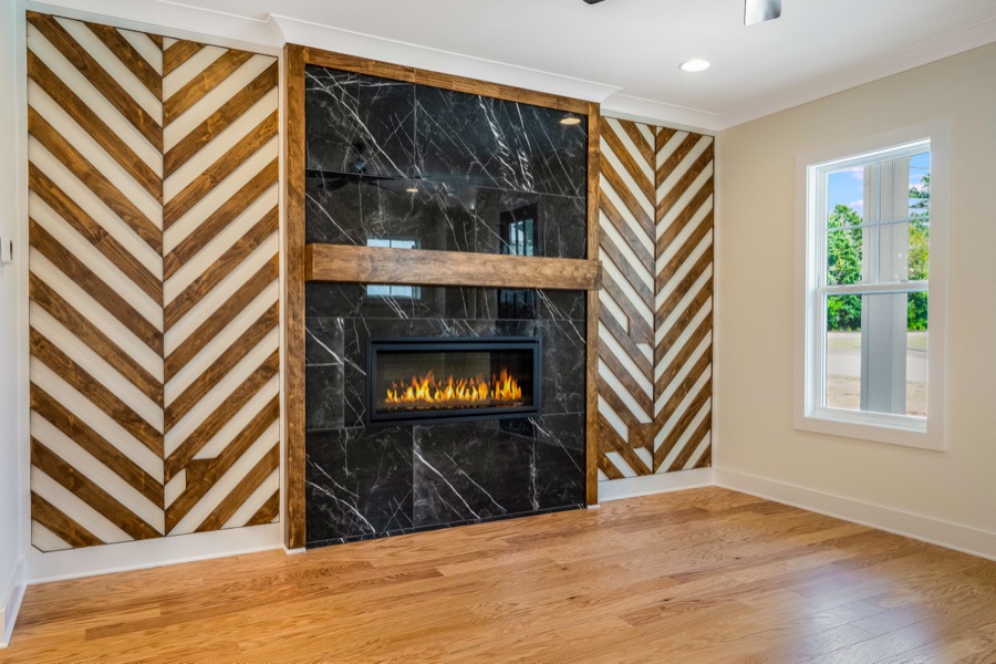 Chevron Marble Fireplace